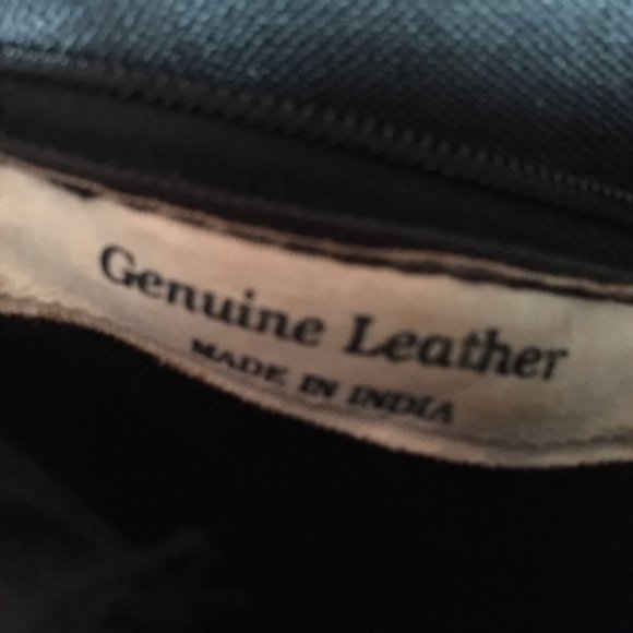 Leather w/ Leopard Safari Embossed Dyed Shantiniketan Stand Up Handbag - Picture 10 of 14